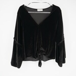 Vintage Lavender Fields Black Velvet Top Women Large Whimsigoth Fairy Goth Dark